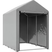 Abri de jardin pour vélos 1,2 x 1,8 x 1,65 m, 2 compartiments, porte zippée, imperméable, résistant aux UV, gris clair