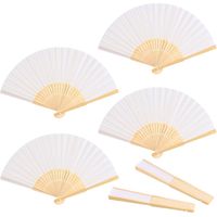 Éventail Mariage Blanc Lot de 4, Éventails Pliants en Bambou et Papier, Éventail de Mariage pour Invités, Cadeaux Invités, Décoration Fête et Baptême, Personnalisable DIY