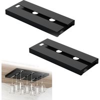 2 Pièces Porte Verres à Pied, Support Verre a Pied Suspendu, Porte Verres à Vin Suspendre, Porte Verre à Vin, Support à Verre à Vin Suspendu, Aucun Perçage Requis, pour Restaurant, Bar, Cuisine (Noir)