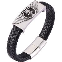 Bracelets en cuir pour homme, style punk, tête de mort/serpent/scorpion/croix, 19-23 cm, bracelets en corde noire personnalisés pour homme/papa