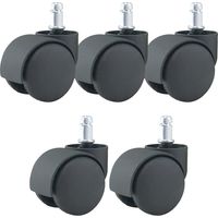 Waytex Rotelle universali per sedia da ufficio, diametro 50 mm, confezione da 5, colore: nero, 78153