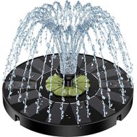 Waterfontein op zonne-energie, fontein op zonne-energie voor vogelbad 2026 upgrade glazen paneel, zonne-aangedreven waterfunctie drijvende zonne-energiefontein met 8 spuitmonden en 4 fixers voor tuin