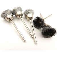 5pz - Mini spazzola a tazza D.12 - gambo 3mm in acciaio x dremel mini trapano