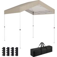 Carpa Plegable 2,4x2,4 m Pop-up UPF50+ Bloqueo Central Altura Ajustable Bolsa de Transporte Sacos Arena Beige