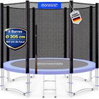 MONZANA® Filet de sécurité pour trampoline résistant filet rond entrée zippée refermable Dimension au choix 305 cm