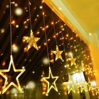 12-Sterne-Lichterkette für drinnen und draußen, verbindbar, 8 Beleuchtungsmodi, 138 LEDs, Wandbeleuchtung, Dekoration für Partys, Weihnachten, Hochzeiten, Fenster, Gärten, Geburtstage, 2 m, warmweißes