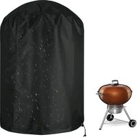 Runde Barbecue-Abdeckhaube aus 210D Oxford-Stoff – wasserdicht, staubabweisend und UV-beständig – 58x58x77cm – Schwarz für die meist