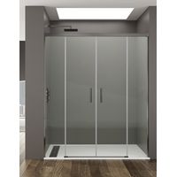 Cabina doccia frontale ALLSTONE BASIC 2+2, senza profilo inferiore da 6 mm in alluminio. profilo Titanio 182-192 cm vetroTransparente