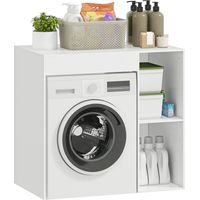 Meuble au-dessus du lave-linge. Organisateur de salle de bain au-dessus des toilettes avec étagères ouvertes. Blanc