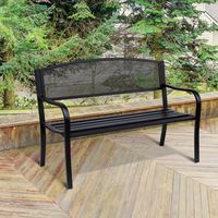 Banc de jardin, banc de parc, 2 places, acier, noir, L 127 x P 60 x H 87 cm