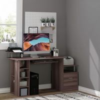 Bureau pour PC de Chambre et de Bureau avec Tiroir et Étagère en Bois