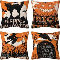 45x45cm 4pcs-halloween Linen Pillow Cover Orange Halloween Home Decoration Pillow Cover Sofa Cushion