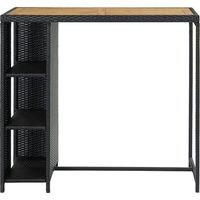 vidaXL Tavolo da Bar con Ripiani Nero 120x60x110 cm in Polyrattan