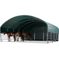 TOOLPORT Tente de pâturage 8x8 m bâche PVC 2300 Newton abri pour chevaux - type de sol : béton - ouvert à l'avant - vert
