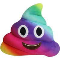 Smiley Poop Rainbow Pillow - Soft Round Plush Yellow Pink Pillow - Smile Face Eyes Emoticon Decoration Toy (Smile poo rainbow)