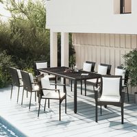 Ensemble à manger jardin 9pcs et coussins noir résine tressée vidaXL