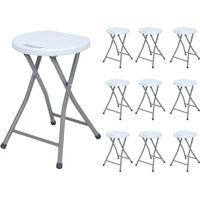 MegaPack 10 Taburetes Plegables de Resina y Acero 31x45cm Blancos 7house