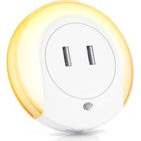 BEARWARE LED Nachtlicht, Warmweiß, Nachtlampe mit USB Ladefunktion, Helligkeits & Dämmerungssensor