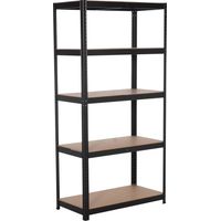 Schwarzes Metallregal zum Stecken 5 Holzböden 1800x900x450mm max 1,25T - 9070