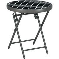Gartentisch Klapptisch Garten-Klapptisch, rund, wetterbeständig, klappbar, Ø45 x 50 cm, Schwarz