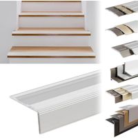 Floordirekt – Profilés de bord d'escalier autocollants en aluminium anodisé – Forme en L – Longueur 134 cm – Antidérapants avec matériel de montage inclus