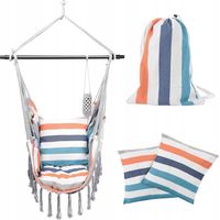 MIADOMODO® Hängesessel - mit Kissen, Haken, bis 150 kg, Faltbar, Pastell - Hängestuhl, Hängematte, Hängeschaukel, für Kinder/Erwachsene, Balkon/Wohnzimmer/Garten/Camping, Outdoor und Indoor