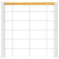 Ringhiera per scala dritta - Bianco - Acciaio termolaccato - Lunghezza 1m - Corrimano in legno - RE-I-SLM-BOIS-BH