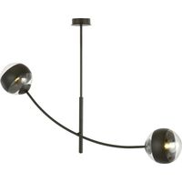 Plafonnier Emibig Hunter 2 noir verre 60cm IP20 2xE14
