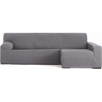 Troya housse de canapé élastique péninsule droite gris accoudoir long 250/310
