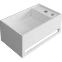 BERNSTEIN - PB2078 Lavabo mural de piedra maciza (mineral fundido) - 50x30x22cm - blanco mate - con toallero integrado