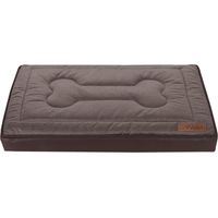 Matelas orthopédique pour chien 70x50 cm – Mousse à mémoire de forme – Imperméable et antidérapant – Éco-cuir marron