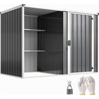 Gartenhaus aus verzinktem Stahl, abschließbare Tür, 231 x 125 x 162 cm, Grau