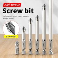 Jeu de 6 tournevis électriques à tête cruciforme magnétique antidérapants pour usage domestique - Forets manuels haute dureté pour tournevis électriques