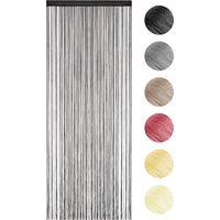 Tenda A Fili Stringhe Anti Mosche Insetti Divisorio Con Asola Passante Per inserimento Di Bastoni Zanzariera Adattabile Con Forbici Zanzariera Finestre Porta Finestra Elegante Tinta Unita Nero - 140x