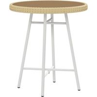 Mesa Auxiliar de Ratán Sintético con Tablero de Madera Plástica y Marco de Acero Galvanizado 50x50x55 cm Natural