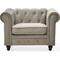 Grand fauteuil Chesterfield velours Taupe