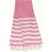 Atout Ciel Telo mare Fouta a righe con frange, 90 x 180 cm, rosa