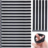 (2 cm × 30 cm, negro) 20 bridas para cables, bridas reutilizables, bridas de nailon ajustables, cierre de velcro