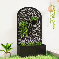 Pot de fleurs avec treillis et trous de drainage pour plantes grimpantes, en métal, 61 x 23 x 113 cm, noir