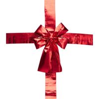 Decorazione porta basic co fiocco rosso pois dorati 33 x 10 cm