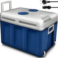 tillvex Nevera eléctrica azul de 40 l con ruedas Mininevera de 230 V y 12 V para coche y camping Enfría y calienta Modo ECO