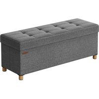 Songmics – Pouf coffre de rangement pliable 38 x 110 x 40 cm – Tissu respirant façon lin – Coins renforcés – Assise confortable gris foncé