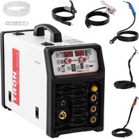 Poste à souder MIG TIG/MAG multifonction 200A – Découpe plasma 50A – Panneau numérique avec 2 écrans LED – Soudage acier inoxydable et aluminium – Stamos
