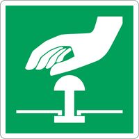 Panneau d’arrêt d’urgence - Panneau de sécurité conforme à la norme ISO 7010 - Taille : 200x200mm - Matériau : PVC luminescent - Material: Rigid PVC - Size: 150x150mm