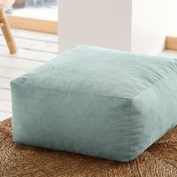 SACASA - Pouf carré 50x50cm en velours côtelé turquoise Désert