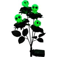 2 Pieces Solar Halloween Lights Green Rose Skull Cemetery Post Lights Spooky Skull Outdoor Post Lights, Spooky Halloween Decorative Lights for Gardens and Yards