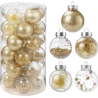 30 x Christmas Baubles for Christmas Tree Wedding Party Decor for Indoor or Outdoor Christmas Decorations (Gold)