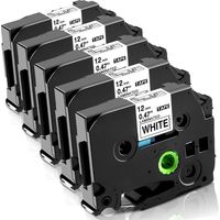 royaluxe -Fimax Ruban Cassette Compatible Brother Ptouch 1000 Ruban TZe-231 TZe231 12mm 0.47 Noir sur Blanc, Recharge pour Brother P touch 1000 PT-H107 H200 H100LB H110 1005 1280 1010 D210VP (Pack de