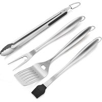 royaluxe - BBQ Grill Tool Set - Heavy Duty Extra Thick Stainless Steel Grill Utensil Set, Spatula, Basting Brush, Fork & Tongs Perfect BBQ Grilling Accessories,