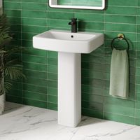 Full Pedestal Ceramic Floor Standing Bathroom Sink Basin - 560mm Royan 1 Tap Hole